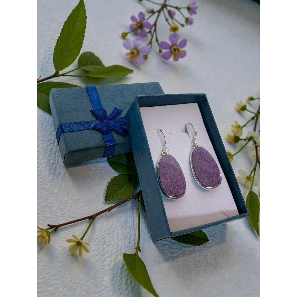 Boho Purpurite‎ Jasper Earrings Handmade Sterling Silver Gemstone Jewelry